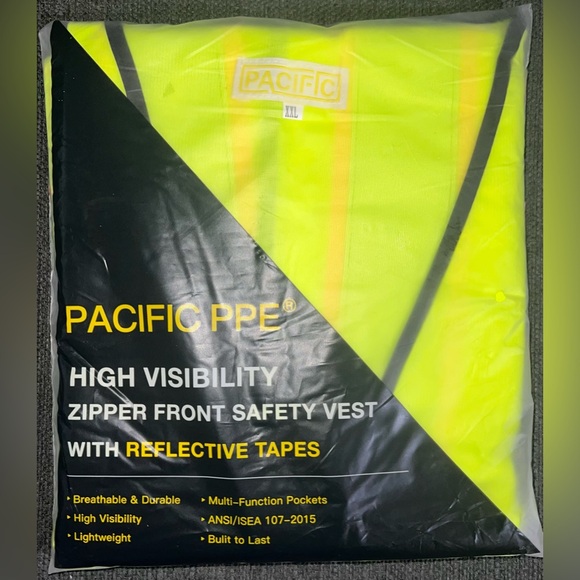 PACIFIC PPE Safety Vest for Men, Reflective Strips with 10 Pockets & Zipper -NWT - Picture 7 of 7